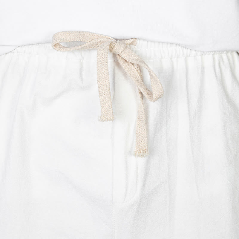 Nimara Ritual Summer Casual Minimalist Drawstring Solid Half Pants Men's Straight Leg Pants With Pocket