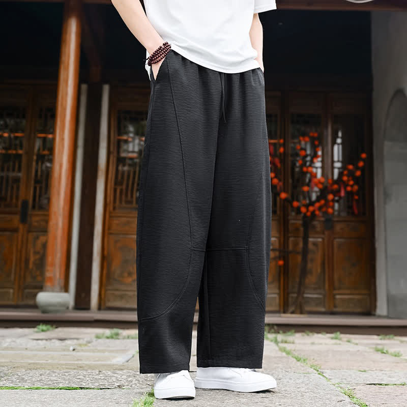 Nimara Ritual Summer Casual Minimalist Drawstring Solid Ankle Pants Men's Straight Leg Pants With Pocket