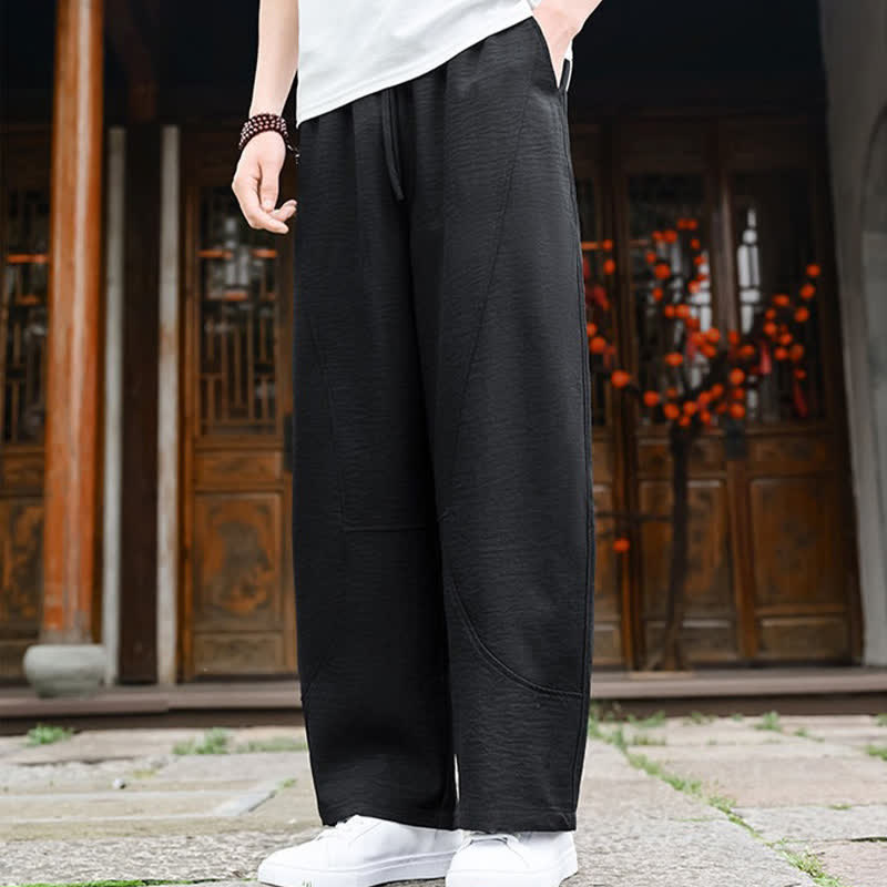 Nimara Ritual Summer Casual Minimalist Drawstring Solid Ankle Pants Men's Straight Leg Pants With Pocket