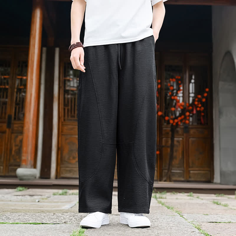 Nimara Ritual Summer Casual Minimalist Drawstring Solid Ankle Pants Men's Straight Leg Pants With Pocket