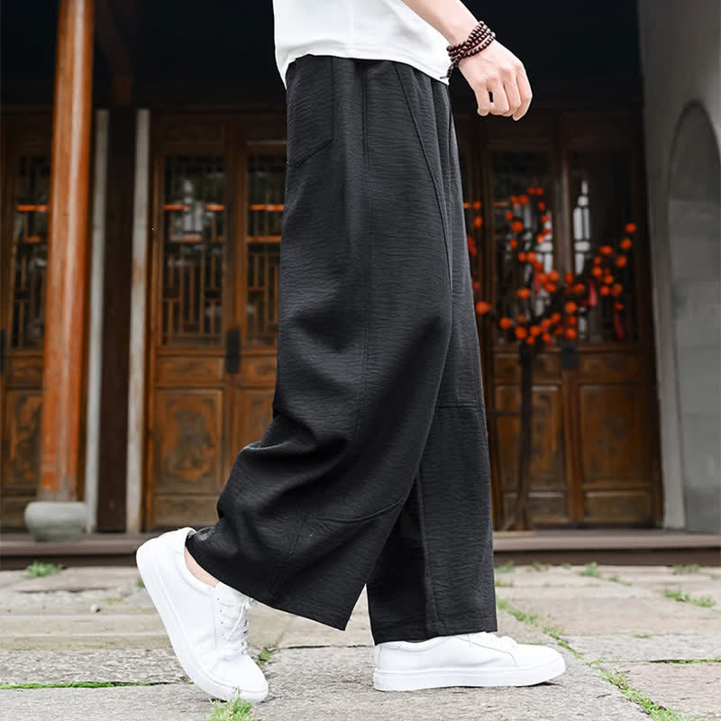 Nimara Ritual Summer Casual Minimalist Drawstring Solid Ankle Pants Men's Straight Leg Pants With Pocket