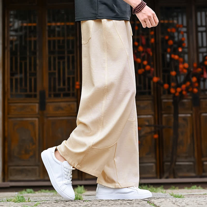 Nimara Ritual Summer Casual Minimalist Drawstring Solid Ankle Pants Men's Straight Leg Pants With Pocket