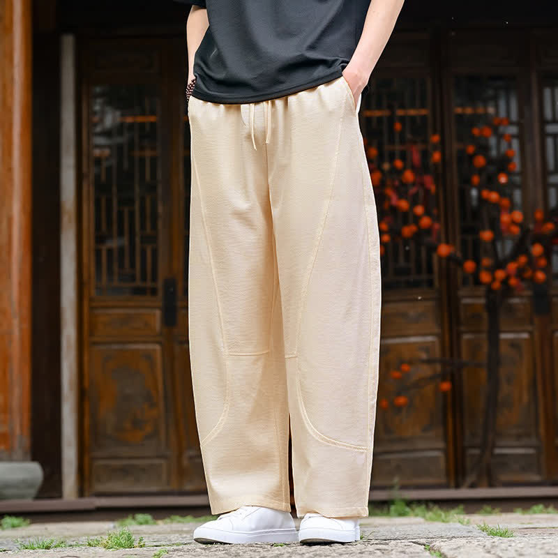 Nimara Ritual Summer Casual Minimalist Drawstring Solid Ankle Pants Men's Straight Leg Pants With Pocket