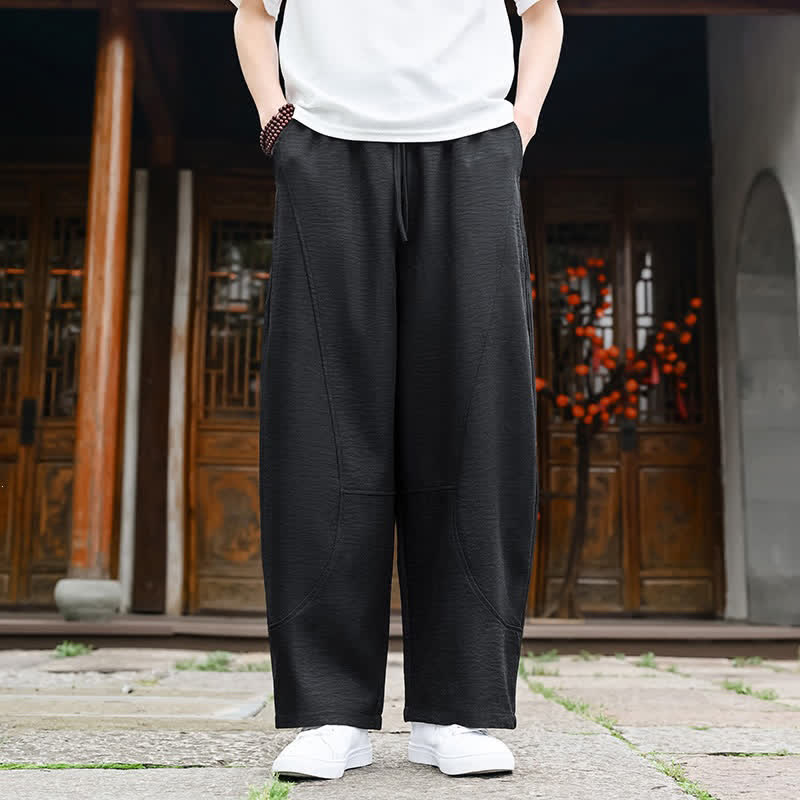 Nimara Ritual Summer Casual Minimalist Drawstring Solid Ankle Pants Men's Straight Leg Pants With Pocket