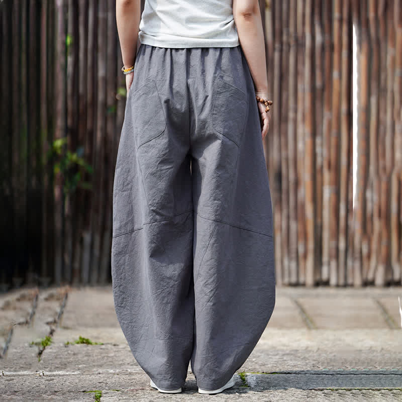 Nimara Ritual Summer Casual Drawstring Solid Cotton Cropped Pants Men's Harem Pants With Pocket