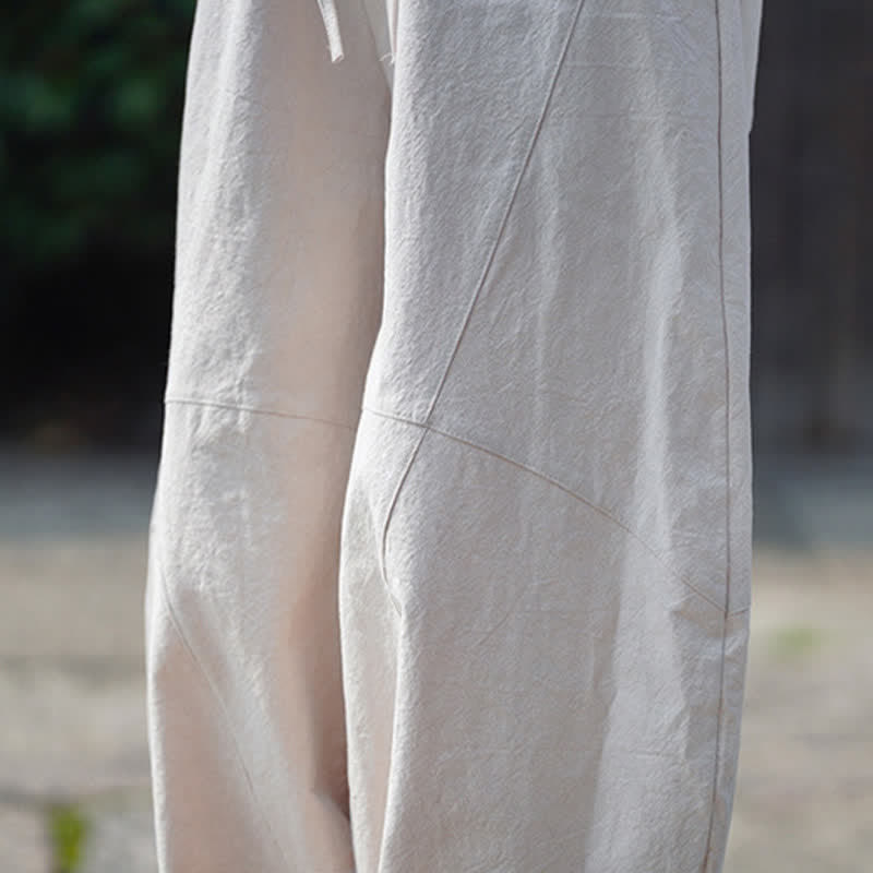 Nimara Ritual Summer Casual Drawstring Solid Cotton Cropped Pants Men's Harem Pants With Pocket