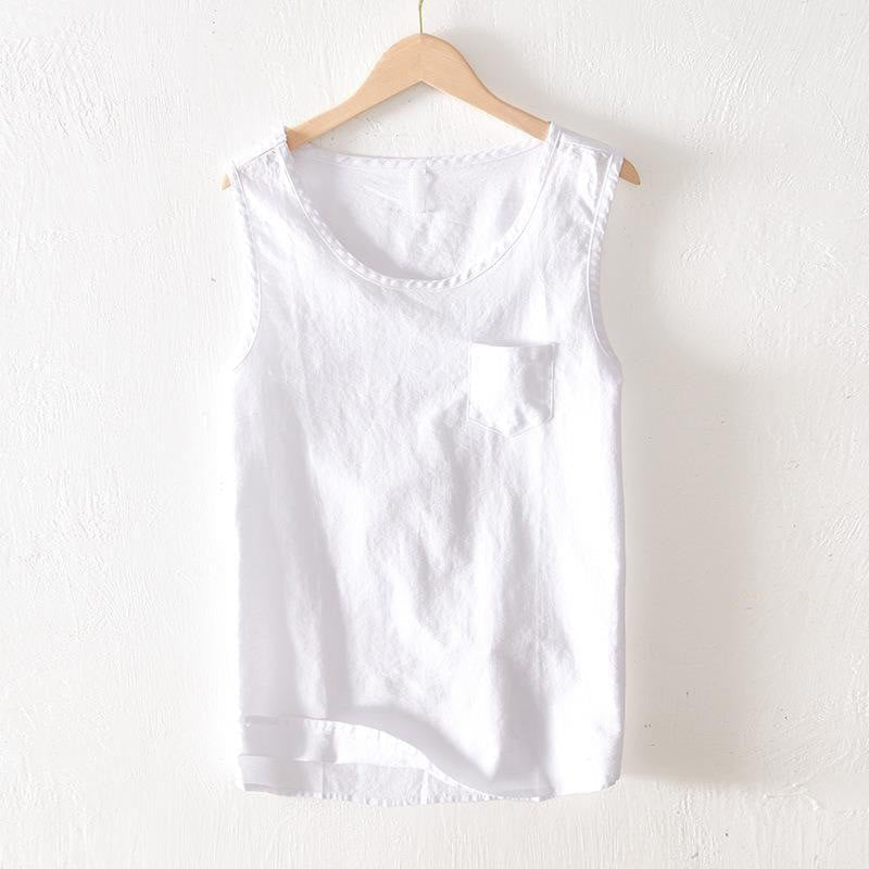 Nimara Ritual Summer Casual Minimalist Solid Tank Top Men's Sleeveless T-Shirts With Patch Pocket