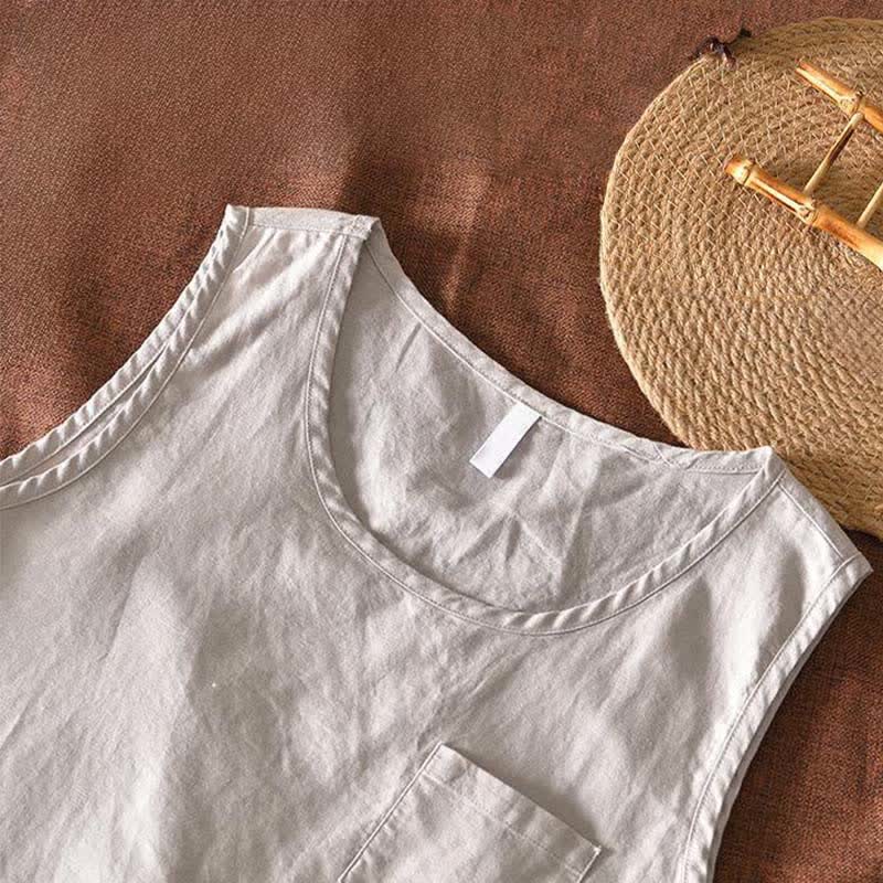 Nimara Ritual Summer Casual Minimalist Solid Tank Top Men's Sleeveless T-Shirts With Patch Pocket