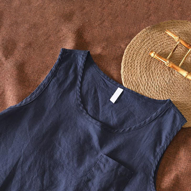 Nimara Ritual Summer Casual Minimalist Solid Tank Top Men's Sleeveless T-Shirts With Patch Pocket