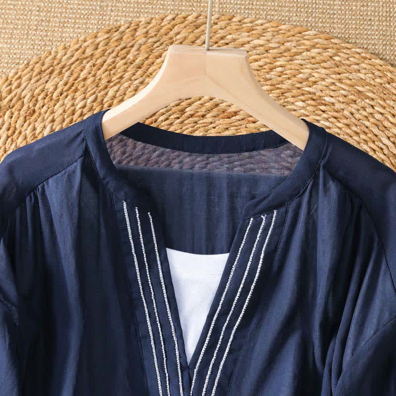Nimara Ritual Summer Casual Simple Solid V-Neck Lines Women's Short Sleeve T-Shirts