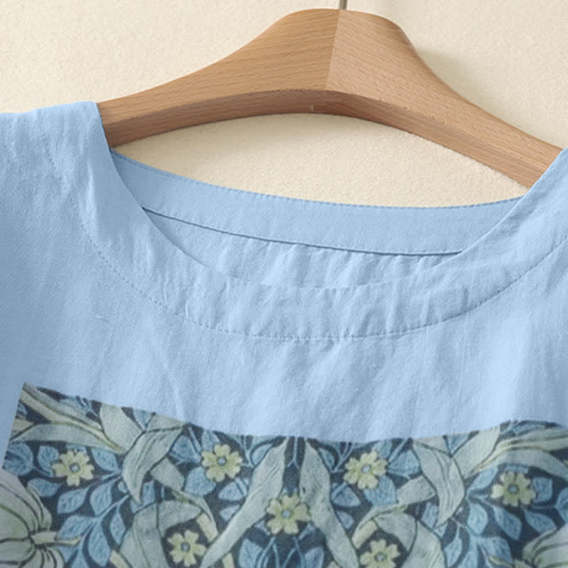 Nimara Ritual Summer Casual Vintage Drawstring Abstract Flowers Print Women's Short Sleeve T-Shirts