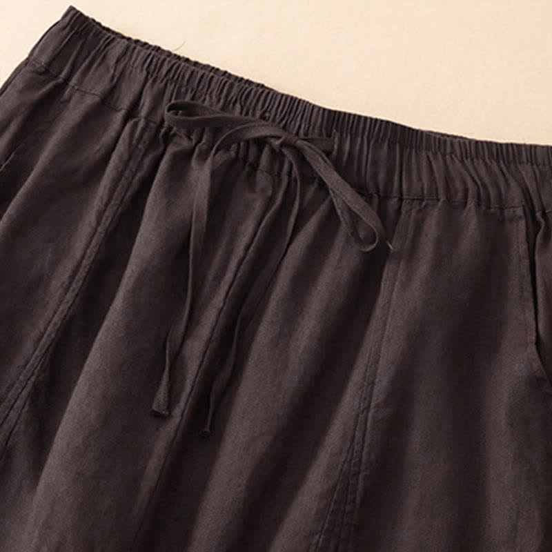 Nimara Ritual Summer Casual Drawstring Solid Ruffle Hem Cropped Pants Women's Harem Pants With Pocket
