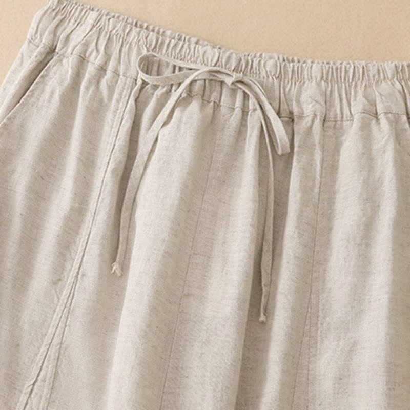 Nimara Ritual Summer Casual Drawstring Solid Ruffle Hem Cropped Pants Women's Harem Pants With Pocket