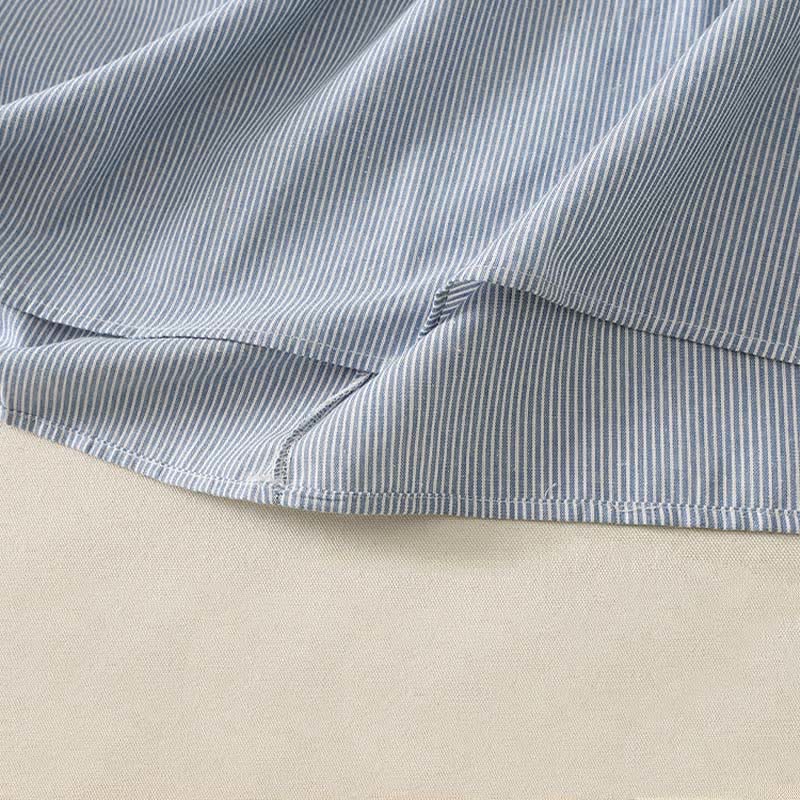 Nimara Ritual Summer Casual Simple Side Slit Striped Women's Short Sleeve Dresses With Pocket
