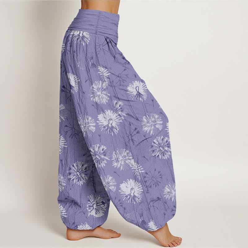 Nimara Ritual Pure Cotton Dandelion Burst Pattern Women's Elastic Waist Harem Pants
