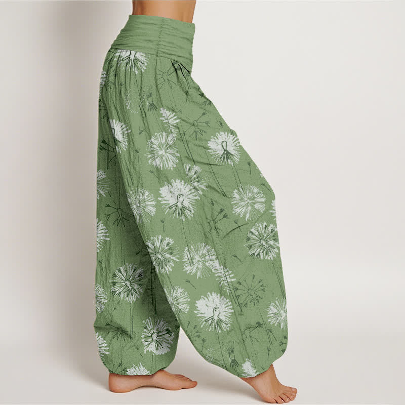 Nimara Ritual Pure Cotton Dandelion Burst Pattern Women's Elastic Waist Harem Pants