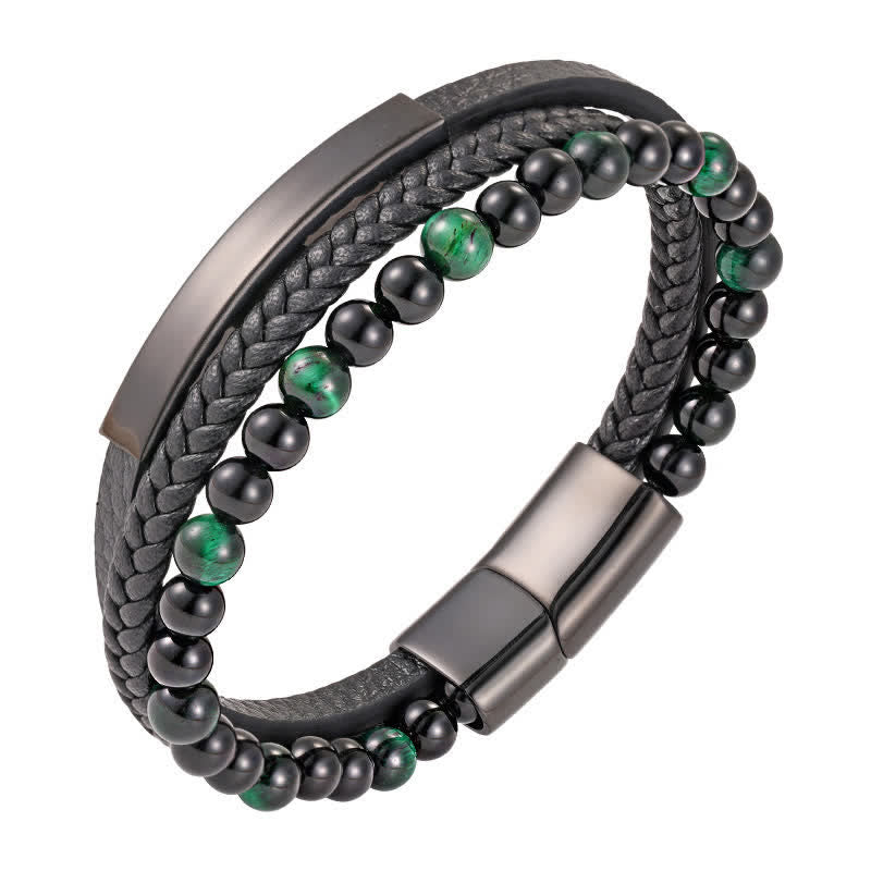 Nimara Ritual Braided Leather Tiger Eye Strength Multi Layer Bracelet