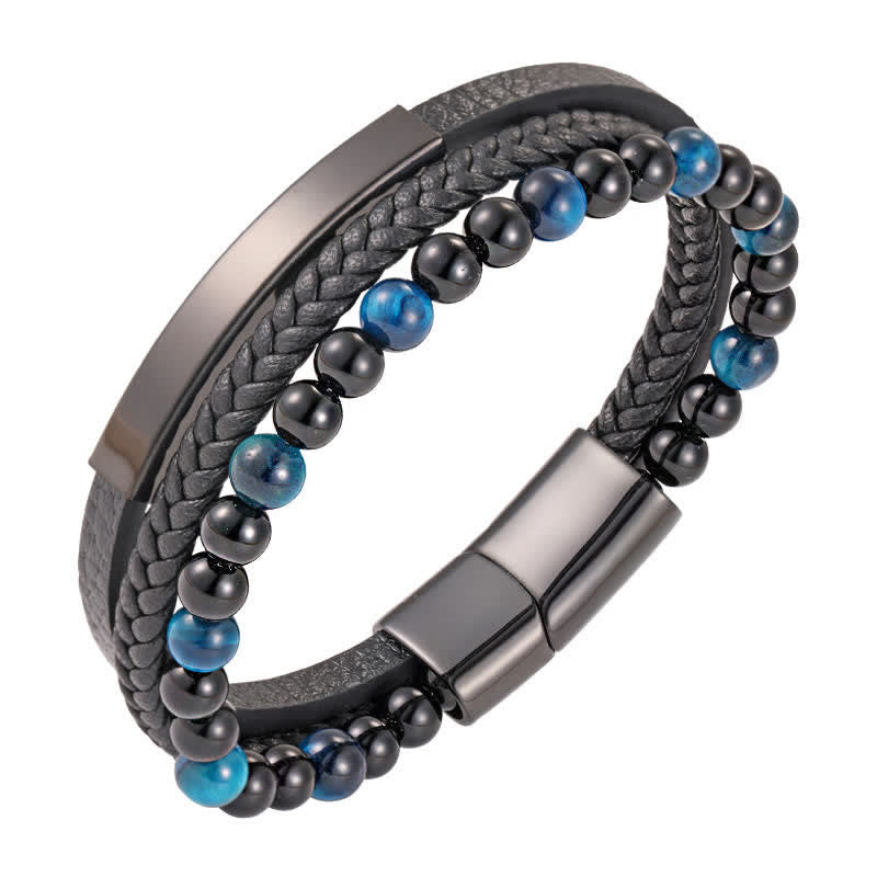 Nimara Ritual Braided Leather Tiger Eye Strength Multi Layer Bracelet