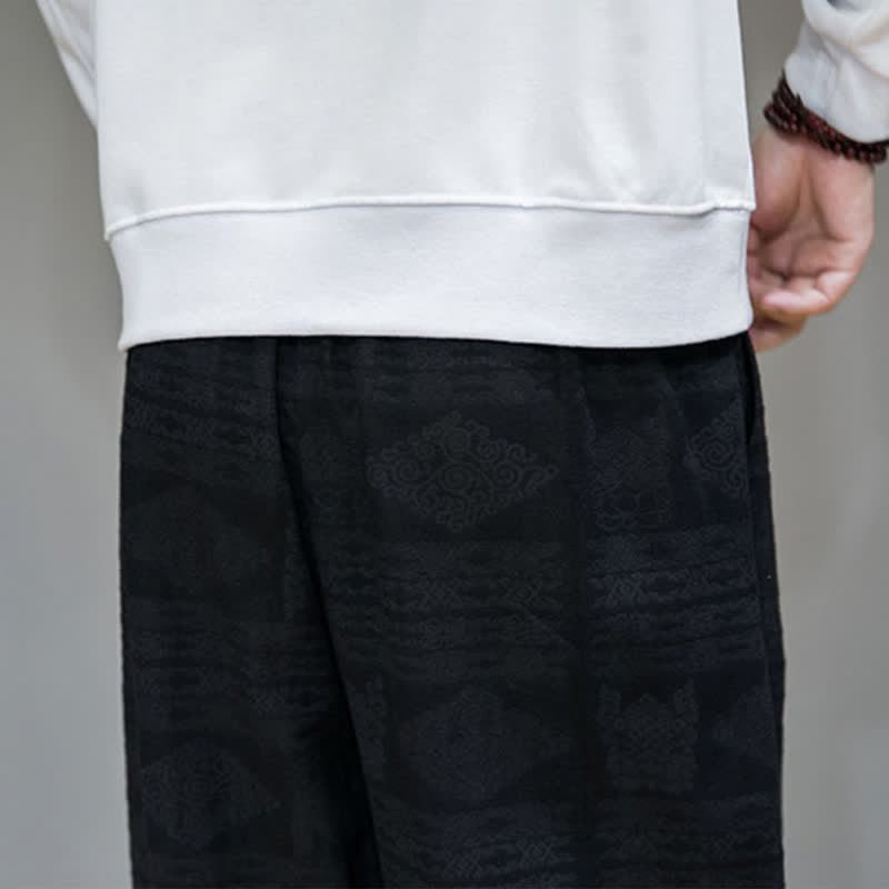 Nimara Ritual Spring Summer Casual Vintage Geometric Long Pants Men's Straight Leg Pants With Pockets