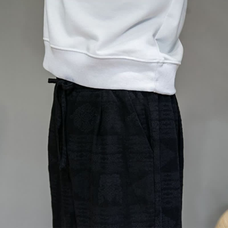 Nimara Ritual Spring Summer Casual Vintage Geometric Long Pants Men's Straight Leg Pants With Pockets