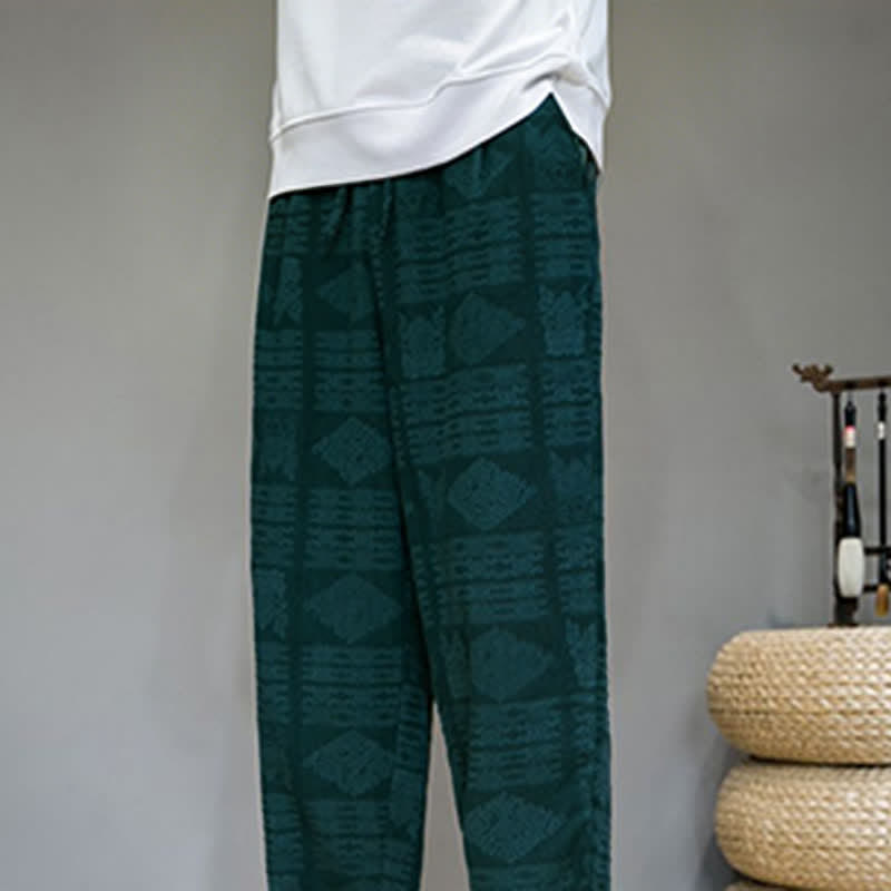 Nimara Ritual Spring Summer Casual Vintage Geometric Long Pants Men's Straight Leg Pants With Pockets