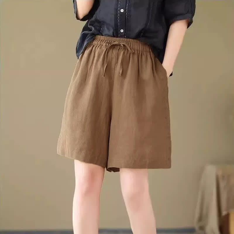 Nimara Ritual Summer Casual Drawstring Solid Women's Shorts With Pocket