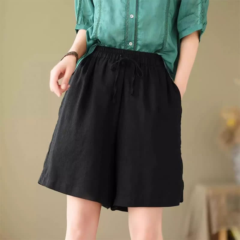 Nimara Ritual Summer Casual Drawstring Solid Women's Shorts With Pocket
