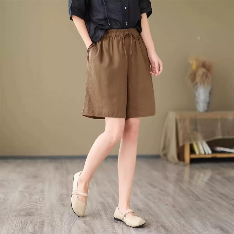 Nimara Ritual Summer Casual Drawstring Solid Women's Shorts With Pocket