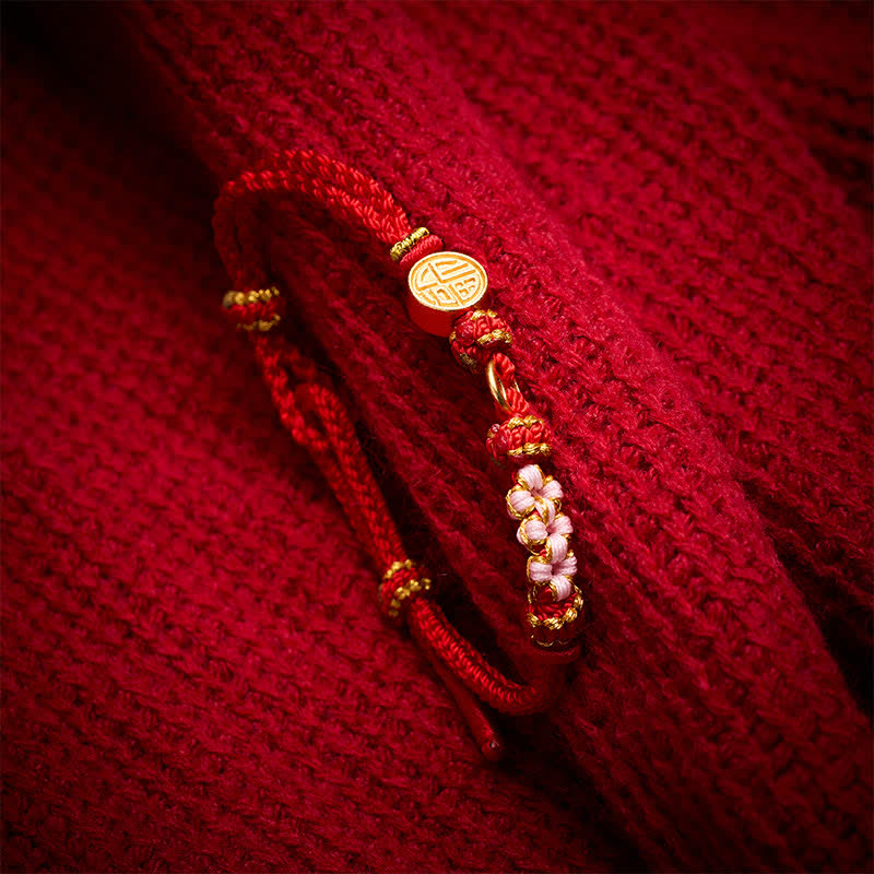 Nimara Ritual Fu Character Copper Coins Red String Blessing Bracelet