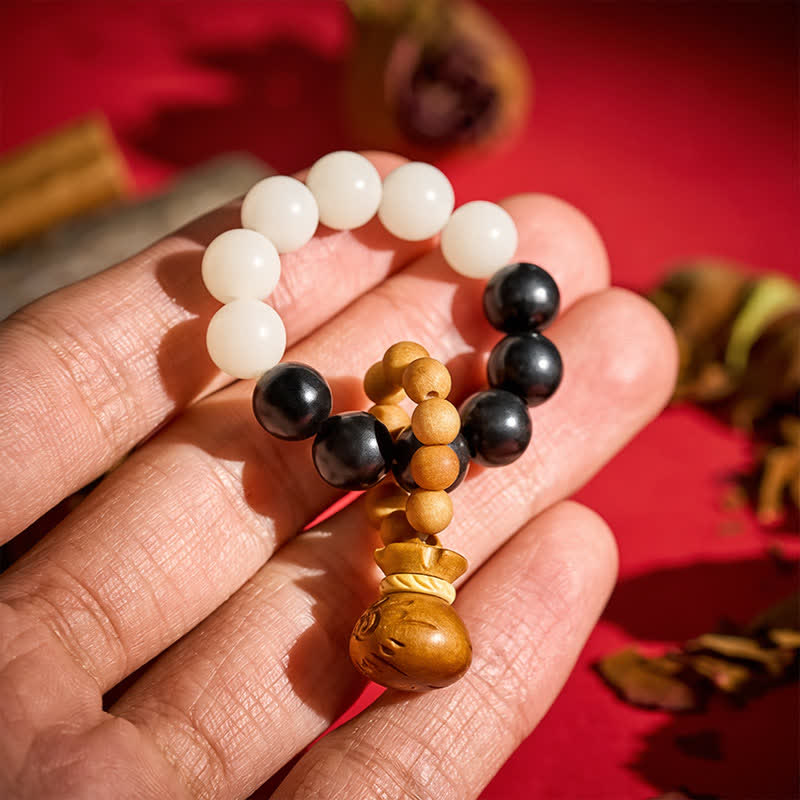 Nimara Ritual White Bodhi Seed Money Bag Pendant Wealth Tactile Meditation Beads Decorations