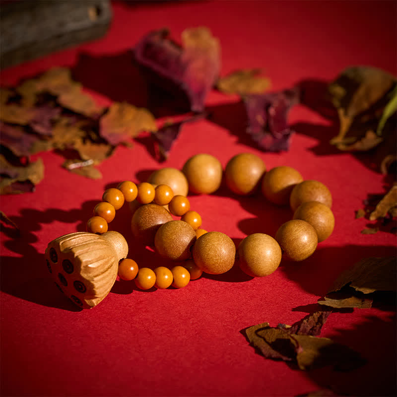 Nimara Ritual Green Sandalwood Lotus Pod Healing Hand-Polished Tactile Meditation Beads Decorations