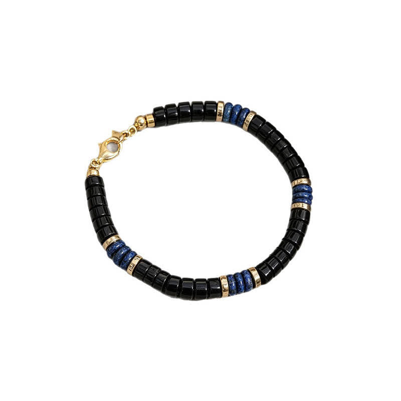 Nimara Ritual Lapis Lazuli Black Onyx Truth Cube Bead Bracelet