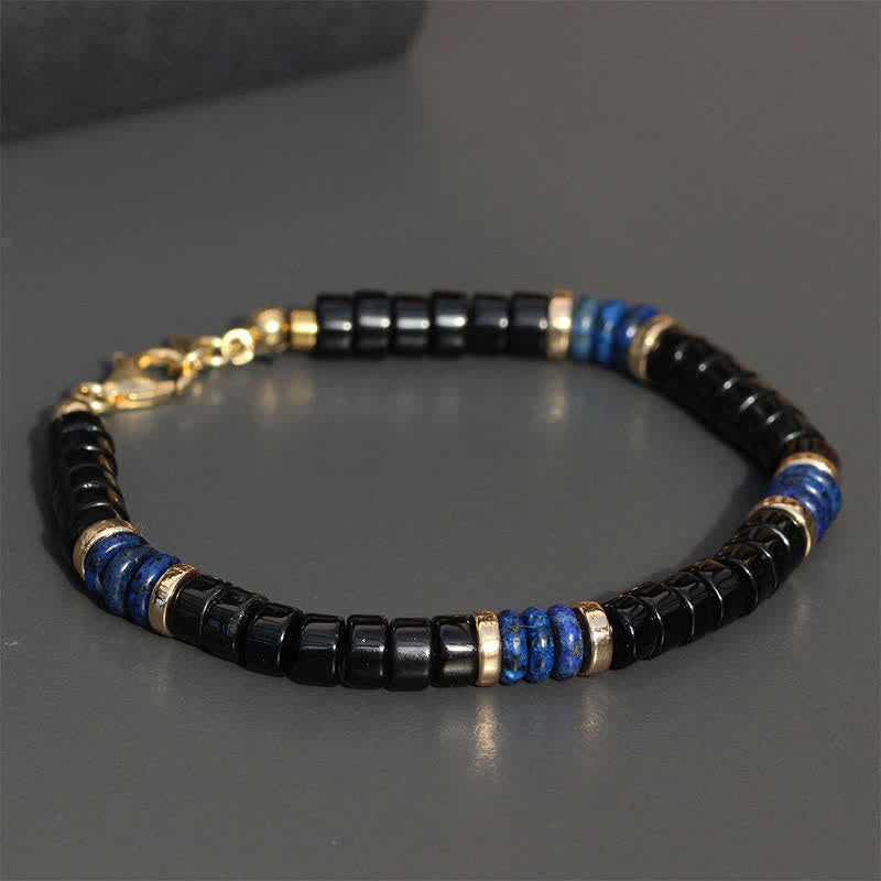 Nimara Ritual Lapis Lazuli Black Onyx Truth Cube Bead Bracelet