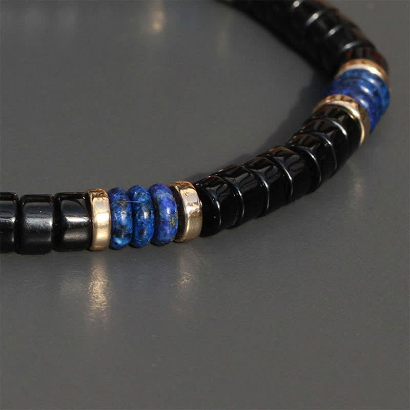Nimara Ritual Lapis Lazuli Black Onyx Truth Cube Bead Bracelet