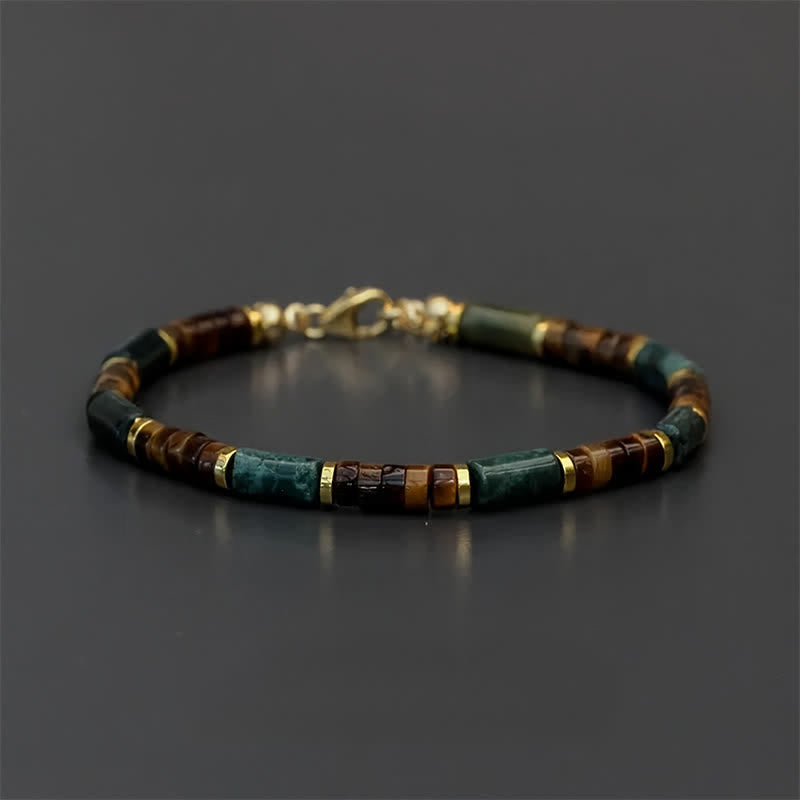 Nimara Ritual Lapis Lazuli Tiger Eye Cylindrical Bead Wisdom Bracelet