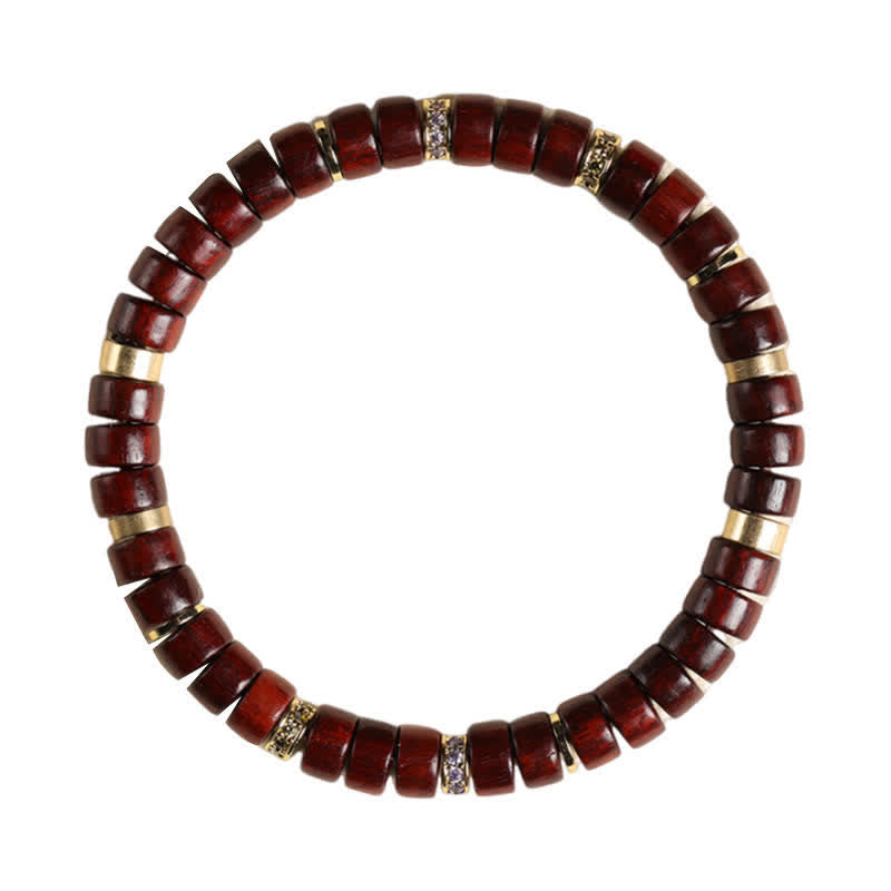 Nimara Ritual Red Rosewood Ebony Wood Grounding Barrel Bead Minimalist Bracelet