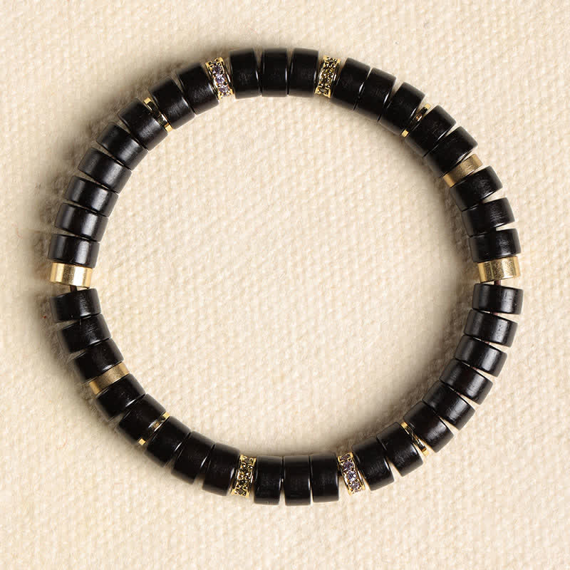 Nimara Ritual Red Rosewood Ebony Wood Grounding Barrel Bead Minimalist Bracelet