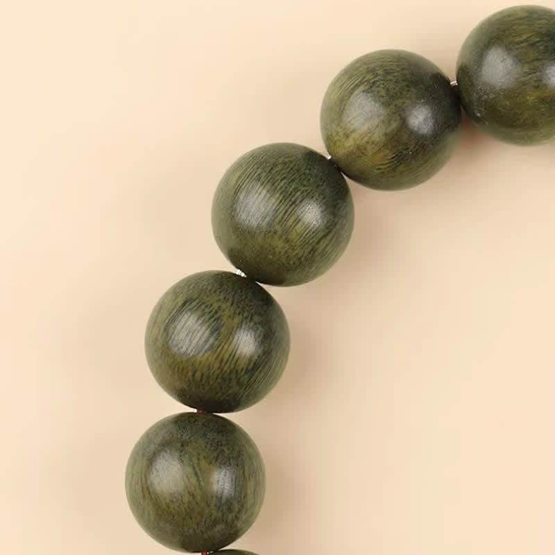 Serenity and Soothing Green Sandalwood Jade Accent Barrel Bead Bracelet