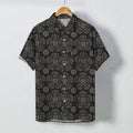 Nimara Ritual Vintage Medallion Geometric Pattern Buttons Breathable Men's Short Sleeve Shirt