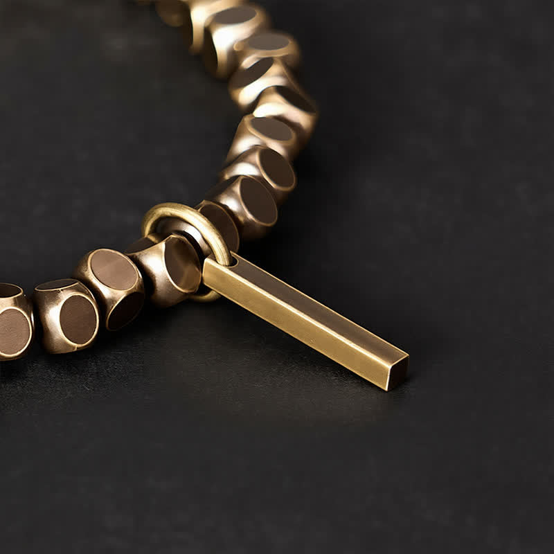 Nimara Ritual 4mm Small Square Shape Beads Brass Healing Bracelet