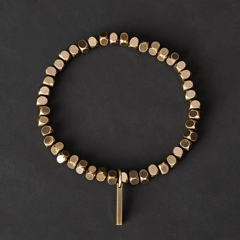 Nimara Ritual 4mm Small Square Shape Beads Brass Healing Bracelet