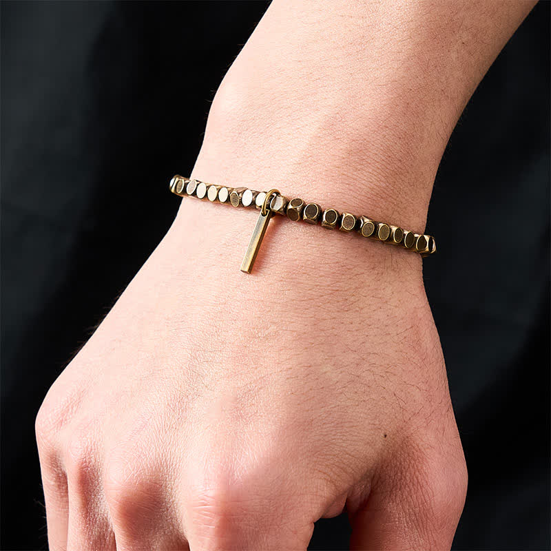 Nimara Ritual 4mm Small Square Shape Beads Brass Healing Bracelet
