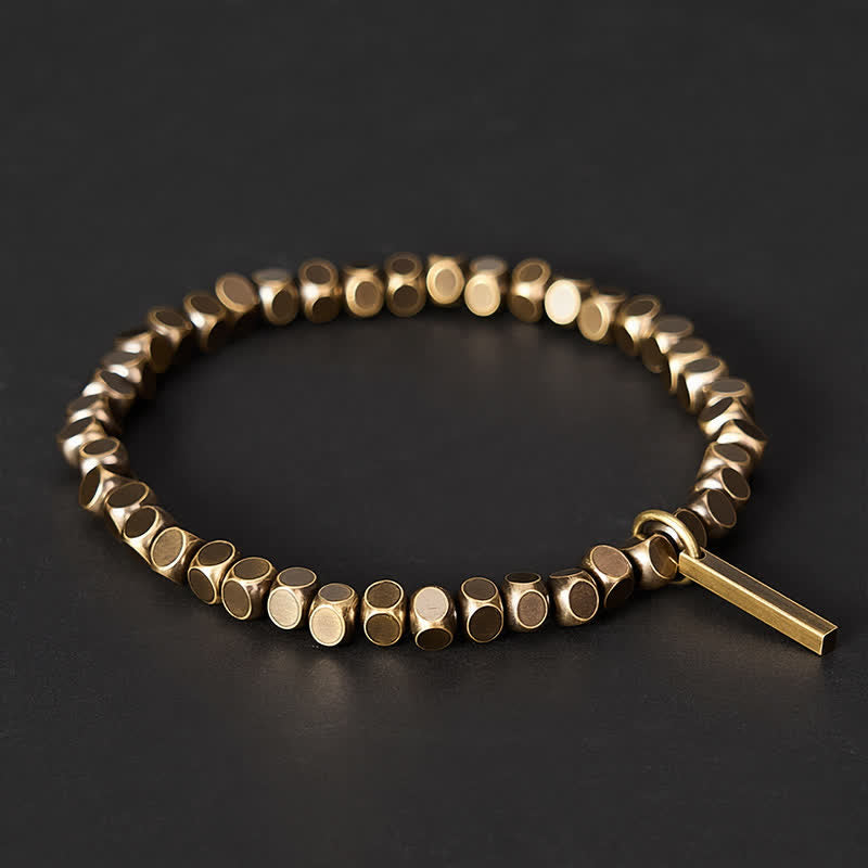 Nimara Ritual 4mm Small Square Shape Beads Brass Healing Bracelet