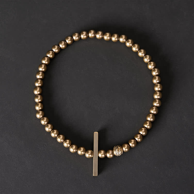 Nimara Ritual 4mm Small Round Shape Beads Brass Healing Bracelet