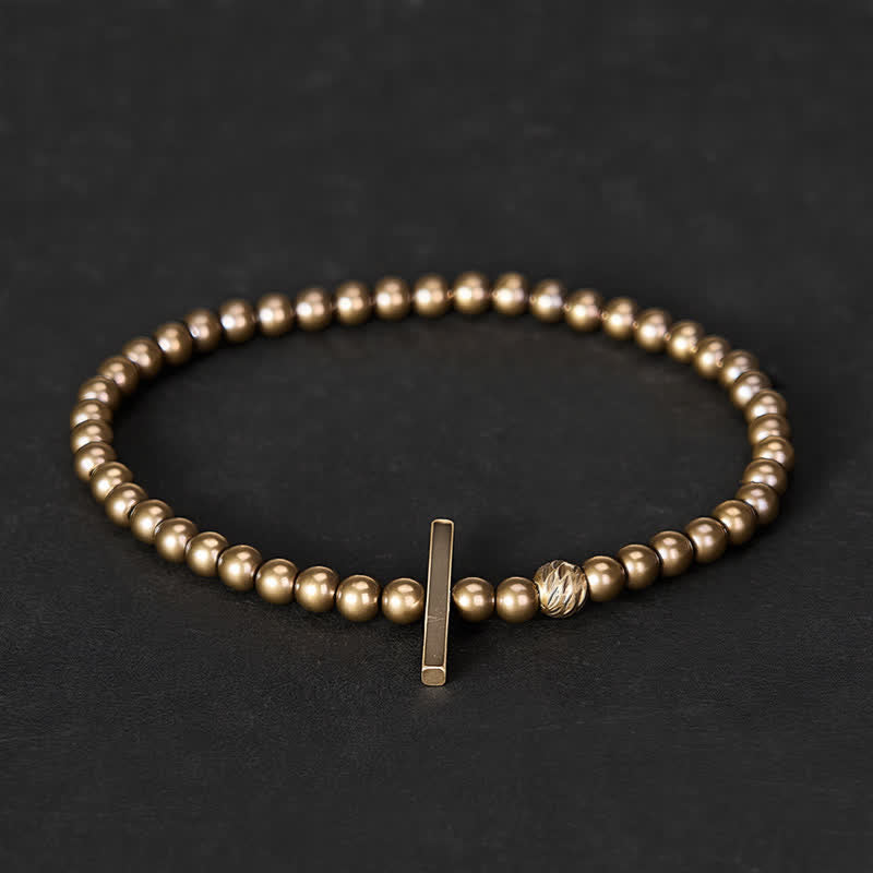 Nimara Ritual 4mm Small Round Shape Beads Brass Healing Bracelet