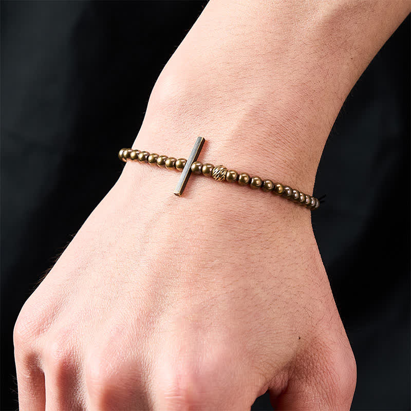 Nimara Ritual 4mm Small Round Shape Beads Brass Healing Bracelet
