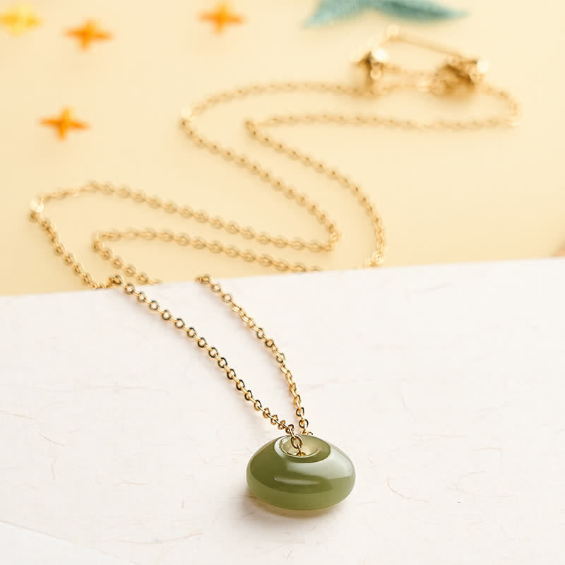 Nimara Ritual Jade Child Lock Luck Mini Pendant Necklace
