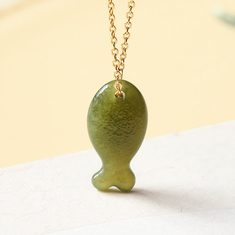 Nimara Ritual Jade Little Fish Luck Hand Carved Pendant Necklace