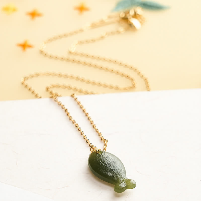 Nimara Ritual Jade Little Fish Luck Hand Carved Pendant Necklace