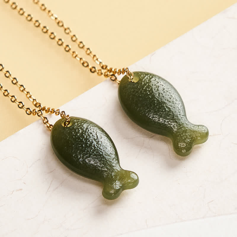 Nimara Ritual Jade Little Fish Luck Hand Carved Pendant Necklace